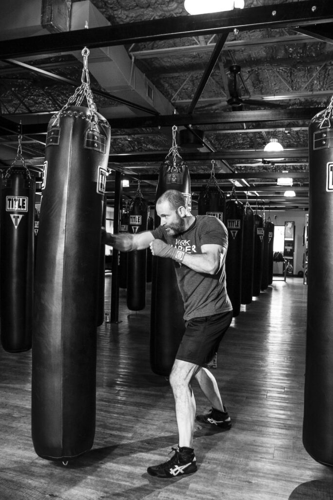 boxing with a punching bag