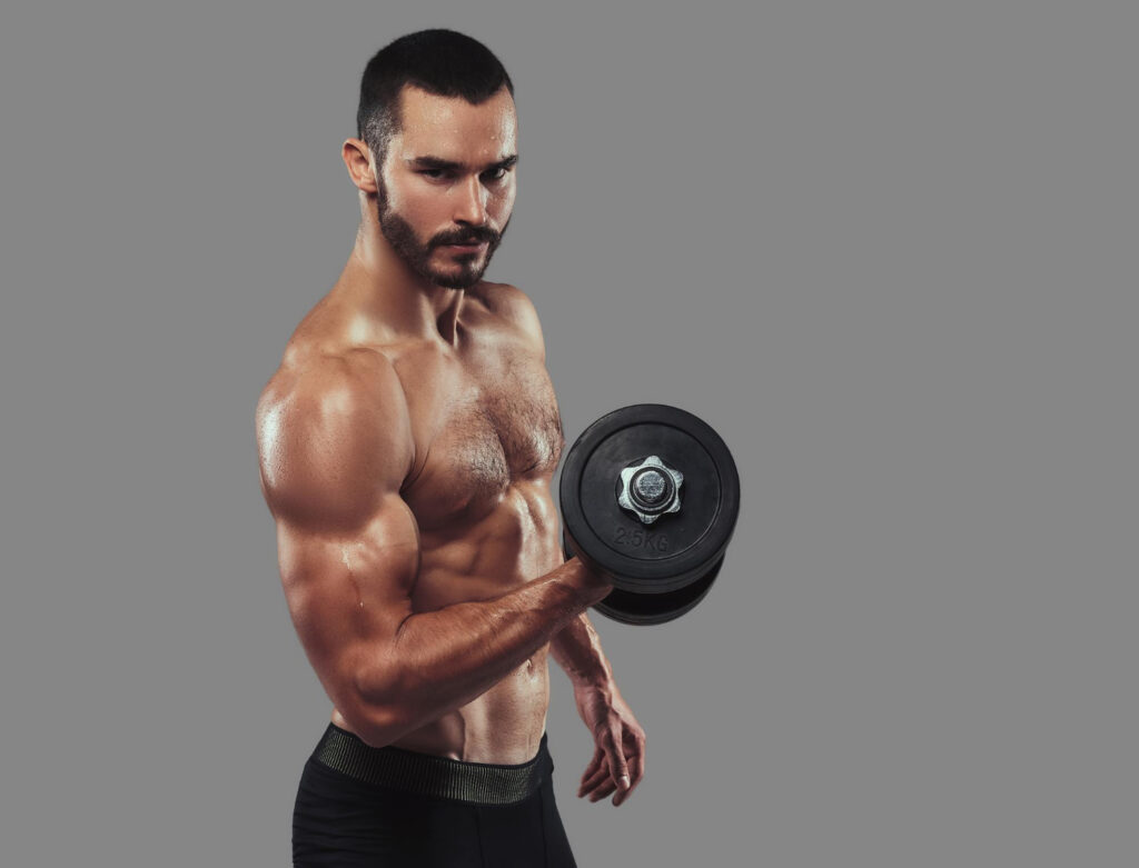 muscles with dumbbells